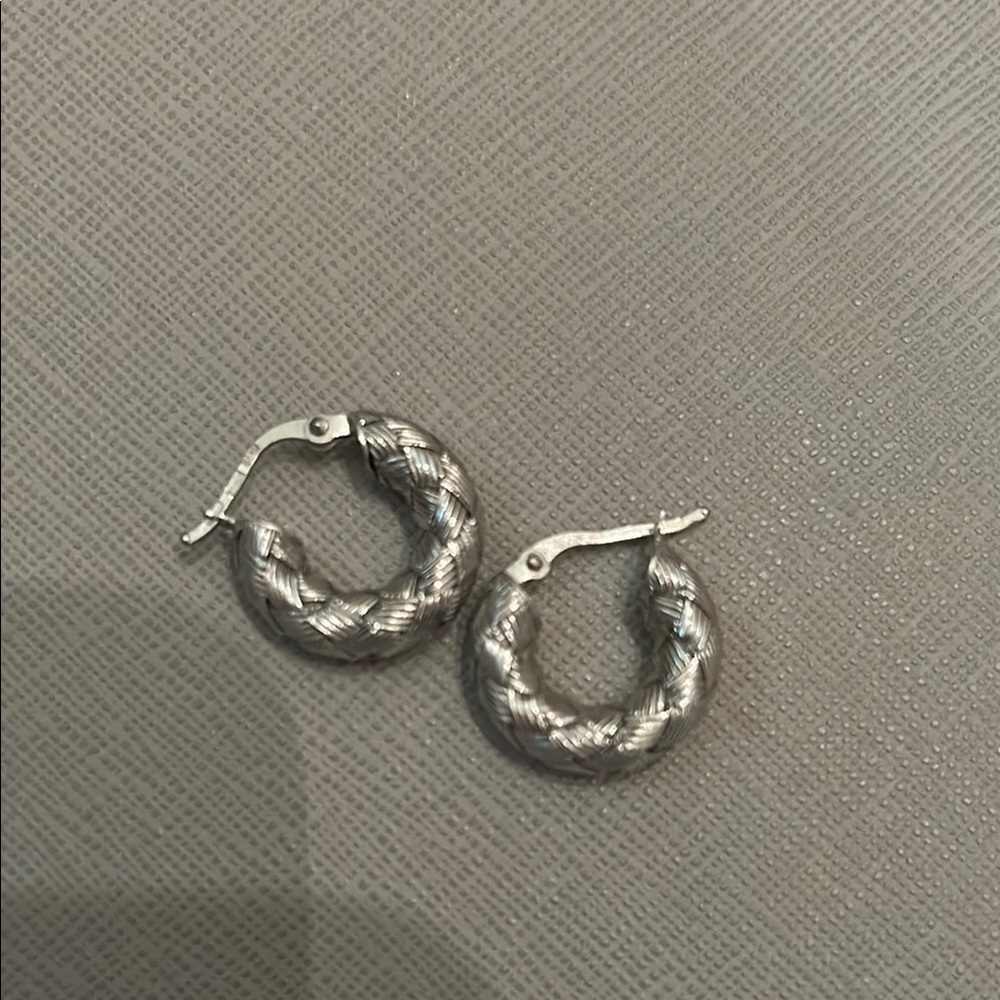 Elegant Silver Braided Hoop Earrings